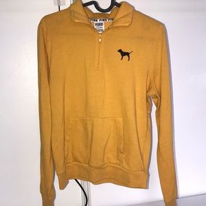 PINK quarter zip - mustard yellow